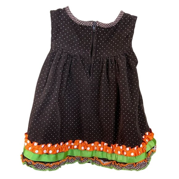 Bonnie Baby Sleeveless Brn Polka Dot Cord Jumper Ribbons Turkey Applique 6-9 Mos - Picture 4 of 8
